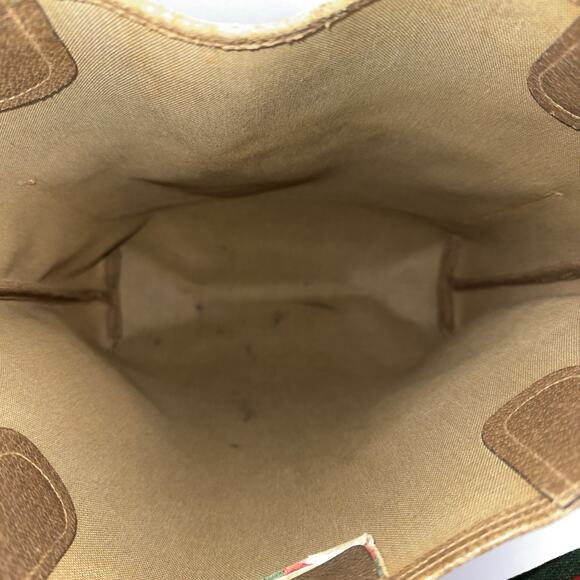 GUCCI Vintage GG Supreme Canvas Tote Web Stripe Shoulder Bag Italy Authentic - Picture 13 of 15